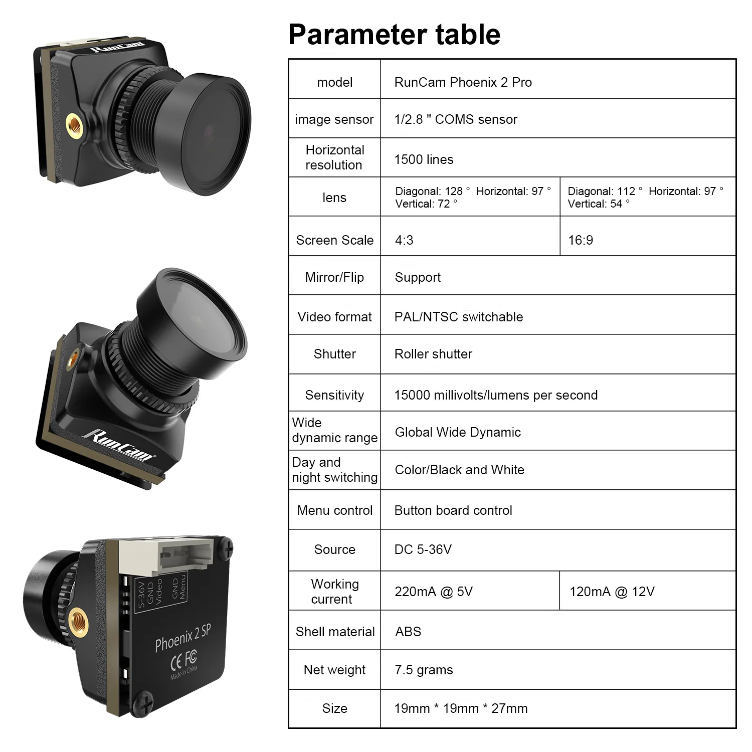 FPV Camera RunCam Phoenix 2 SP 1500TVL(图7)